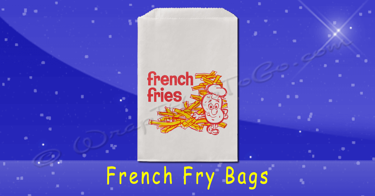 Fischer Printed French Fry Bag - 5 1/2 x 1 x 8 Wh w/ Red & Yel, 5 / 1000