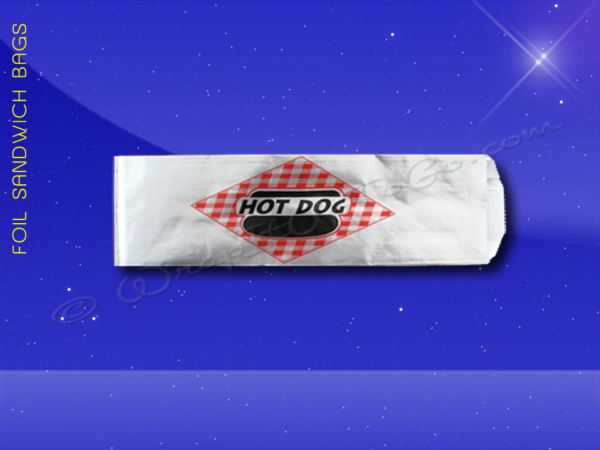 Foil Hot Dog Bags – 3-1/2 x 1-1/2 x 12 – Printed Hot Dog 1