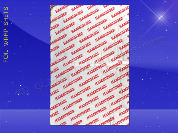 Foil Wrap Sheets – 10-1/2 x 14 – Printed Hamburger 1