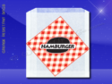 Grease Resistant Sandwich Bags – 6 x 3/4 x 6-1/’2 – Printed Hamburger 1