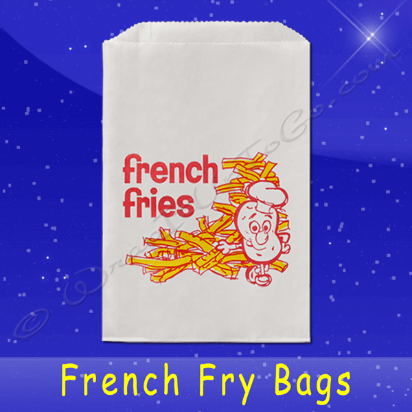 Fischer Paper Products 607 French Fry Bags 5-1/2 x 1 x 8 Printed French Fries